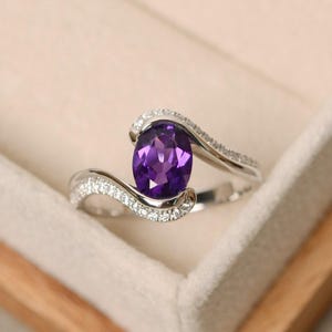 Purple amethyst ring, sterling silver, oval cut ring, purple gemstone ring, engagement ring, ring amethyst