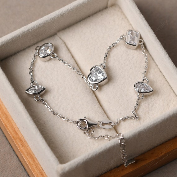 Flower and heart Shaped Silver Bracelet - Bhagyot
