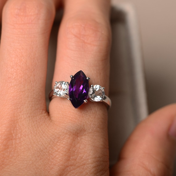 Marquise cut amethyst ring sale