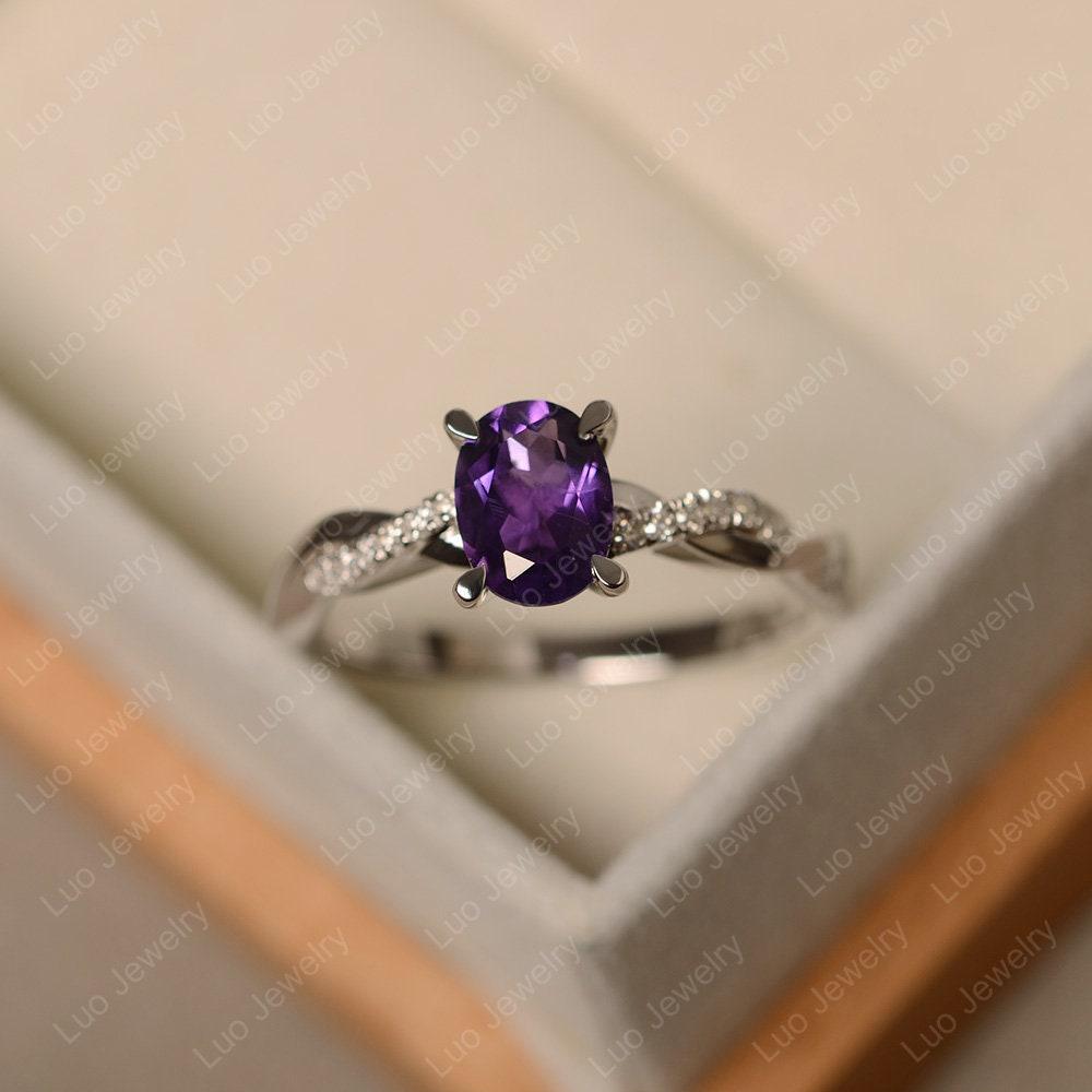 Leige Jewelry Anillo De Boda Con Amatista Natural, Piedra De Nacimiento
