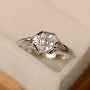 最高品質 モアサナイト 一粒ダイヤモンド アッシャーカット リング 3ct 最高品質 モアサナイト 一粒ダイヤモンド アッシャーカット