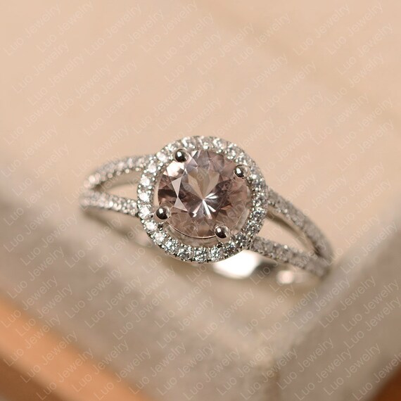 モルガナイトリング、スターリングシルバー、女性用結婚指輪、ラウンド