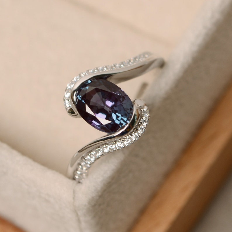 Alexandrite ring oval gemstone ring alexandrite engagement Etsy