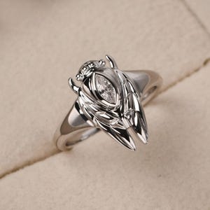 Custom cicada ring,sterling silver animals statement ring,unique insect cubic zirconia ring