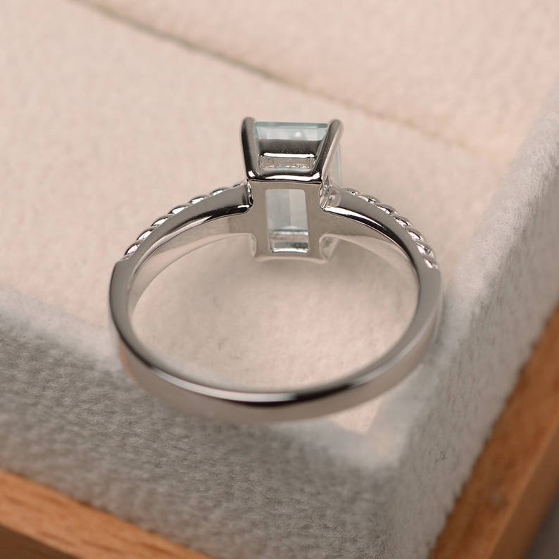 Promise ring natural aquamarine ring March birthstone Etsy