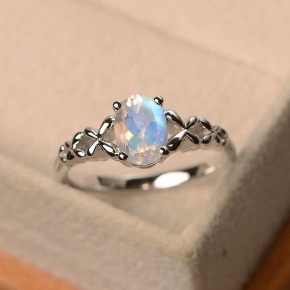 Blue Moonstone Ring, Faceted Moonstone Ring, Oval Cut , June Birthstone Ring - Etsy Blue Moonstone Ring, Faceted Moonstone Ring, Oval Cut , June Birthstone Ring - Etsy