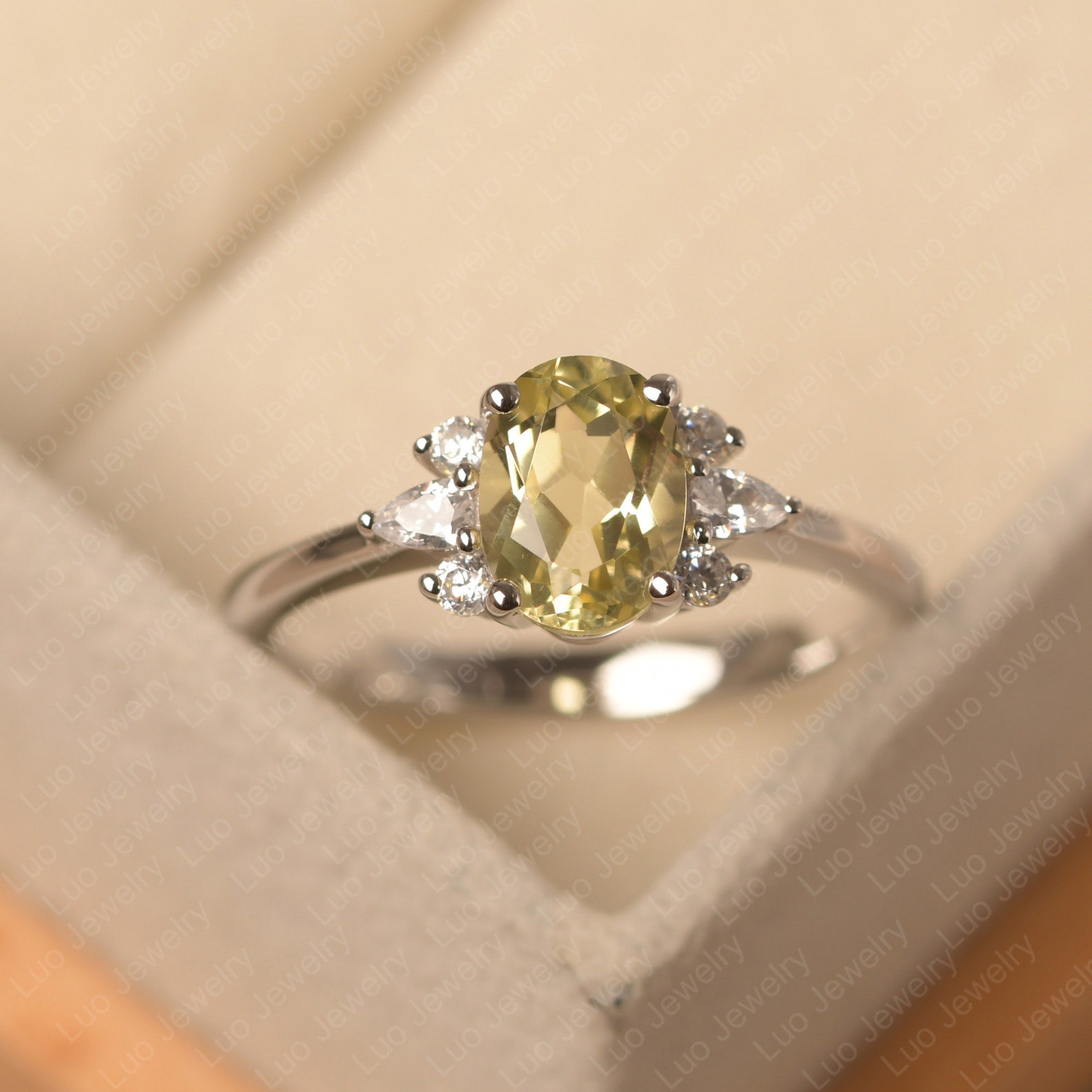 Custom Lemon Quartz Engagement Ring Oval Cut 6x8 Mm Yellow Etsy UK