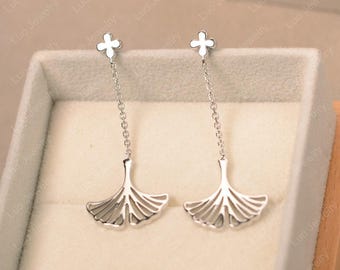 Dangle earrings, drop earrings, sterling silver, leaf shape earrings,birthday gift