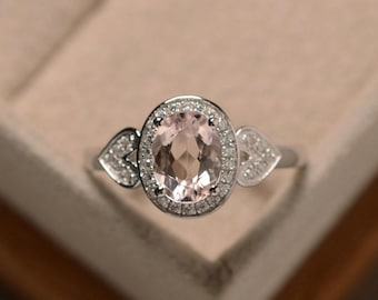 ヴィンテージ モルガナイト リング スターリングシルバー ハロー