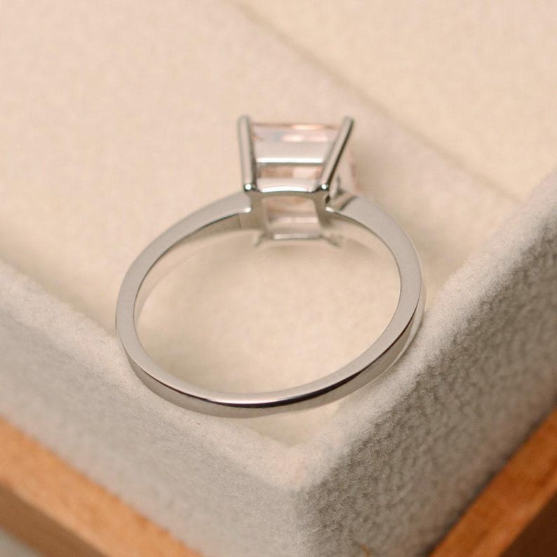 Morganite ring, princess cut, solitaire ring, promise ring image 3