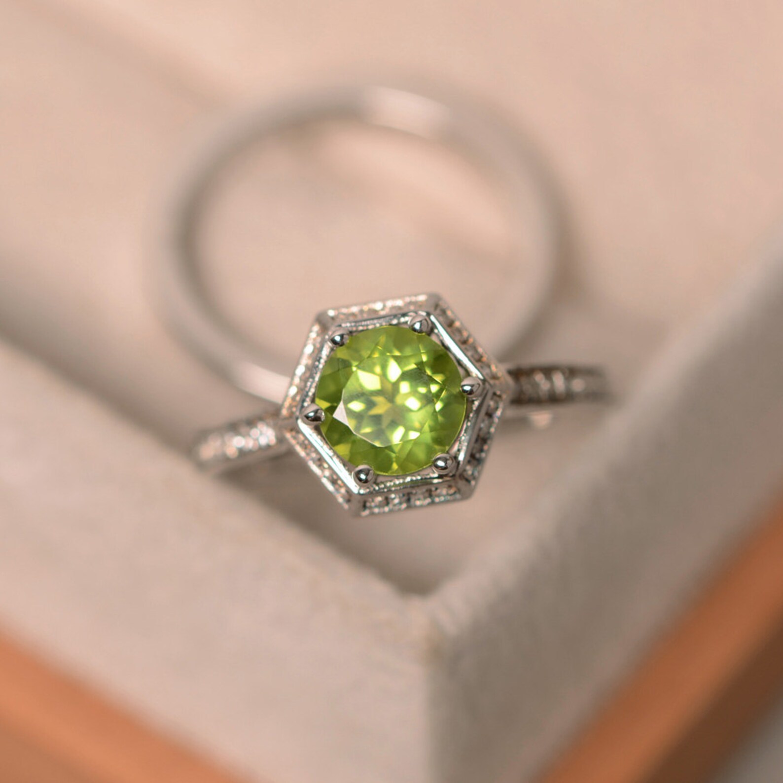 thumbnail interactive-video image 1 of Beautiful Natural Peridot Ring - Adjustable - August... 1 of 12