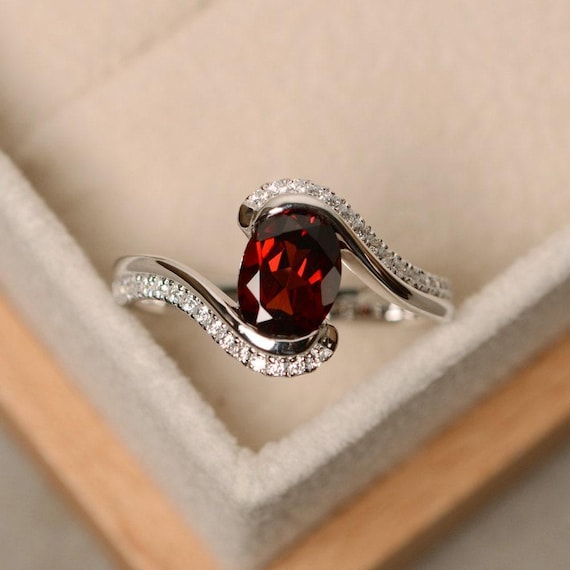 Garnet ring, oval cut garnet, engagement ring, natural garnet, January birthstone, ring garnet