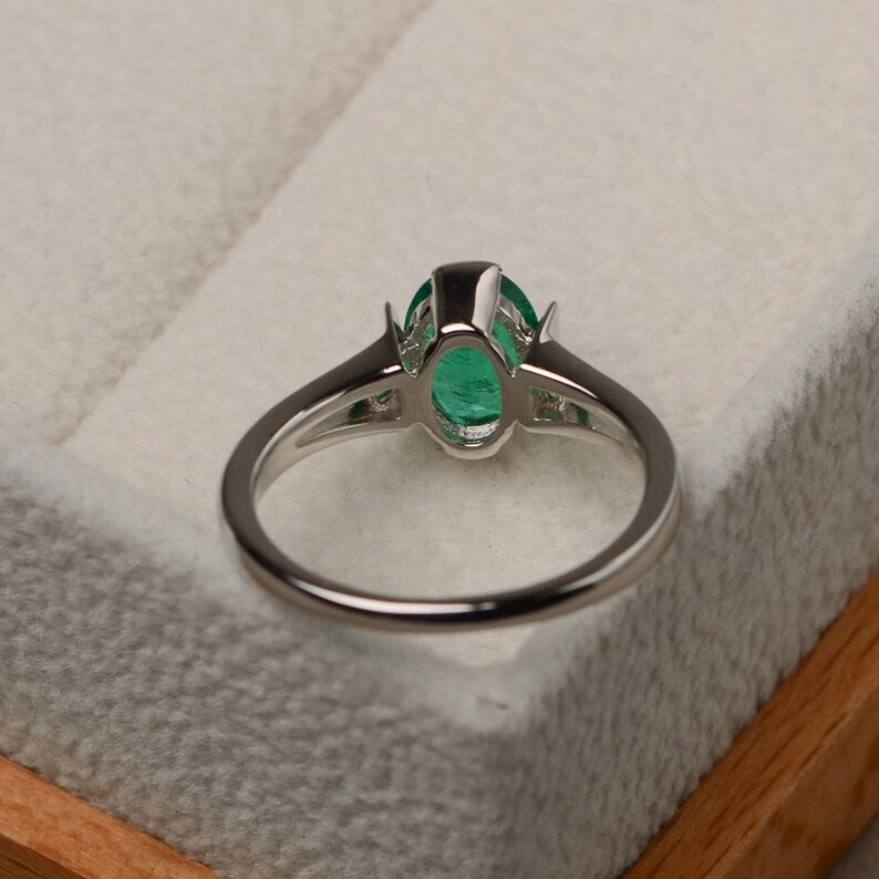 Emerald Ring Lab Emerald Sterling Silver Promise Ring May Etsy