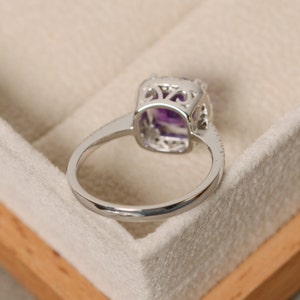 Amethyst ring, engagement ring, sterling silver, gemstone ring amethyst, purple amethyst ring image 4