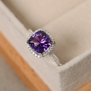 Amethyst ring, engagement ring, sterling silver, gemstone ring amethyst, purple amethyst ring image 3