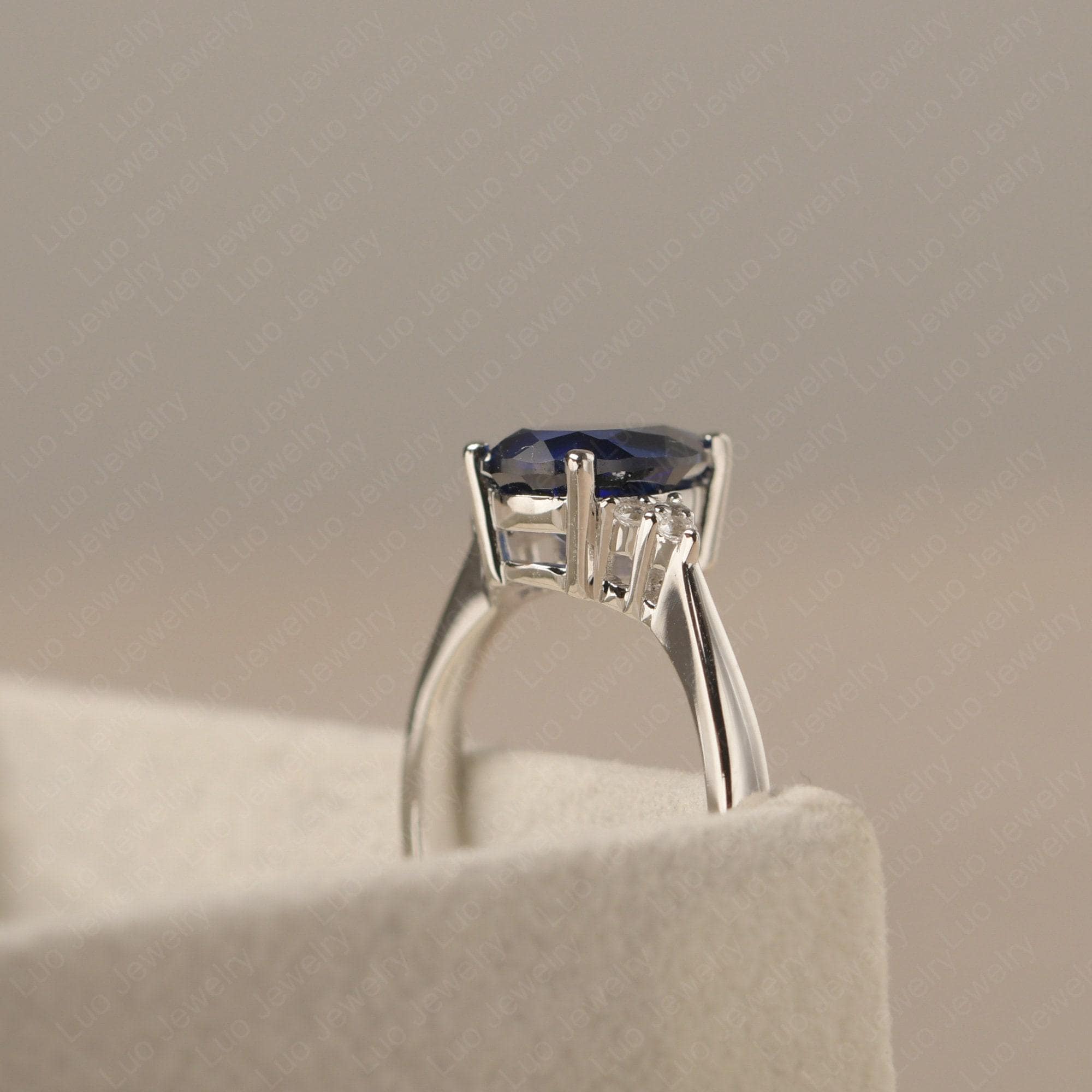 Anillo De Plata Esterlina Con Zafiro CZ Ovalado - Tallas J A U, Piedra Natal De Septiembre, Estilo Elegante