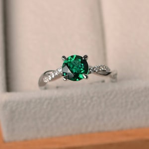 Emerald Rings Anniversary Rings May Birthstone Round Cut - Etsy