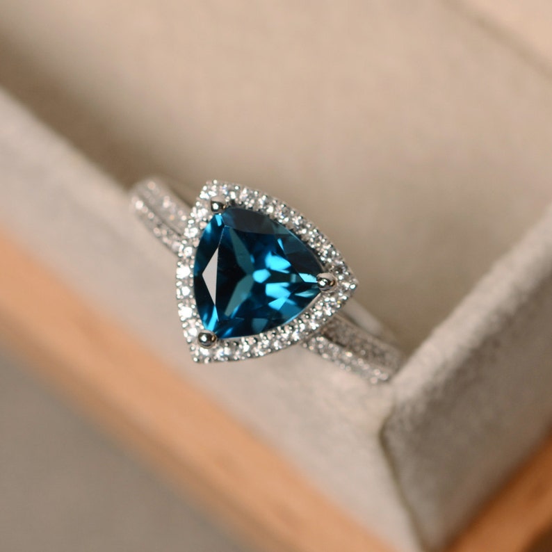 London Blue Topaz Ring Engagement Ring Blue Topaz Ring Etsy