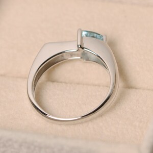 Aquamarine ring, arrow rings, gemstone ring aquamarine, promise ring, trillion cut ring image 3