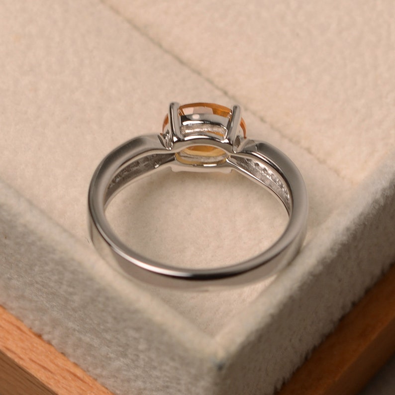 Yellow citrine ring sterling silver ring promising ring for her oval cut yellow crystal ring