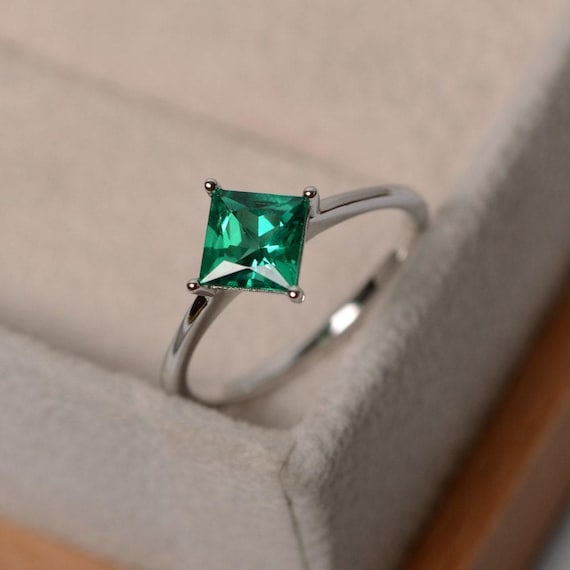 green emerald ring may birthstone ring gemstone solitaire promise ring for her engagement ring