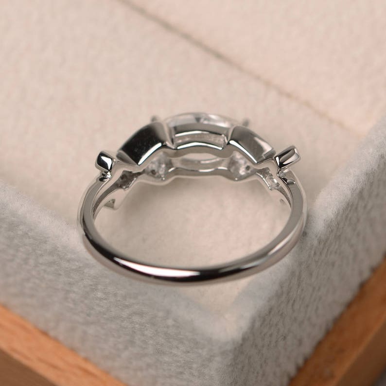 marquise cut gemstone Engagement ring November birthstone sterling silver ring natural white topaz ring