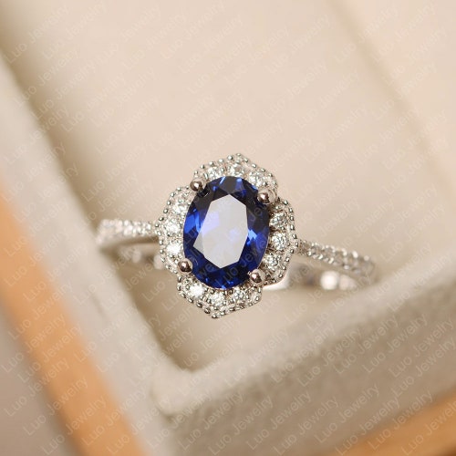 Blue Sapphire Ring Engagement Ring September Birthstone Ring - Etsy