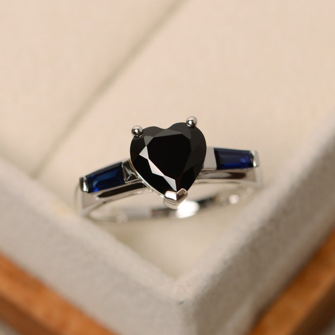 Black Spinel Ring, Black Ring, Heart Cut Ring, Spinel - Etsy