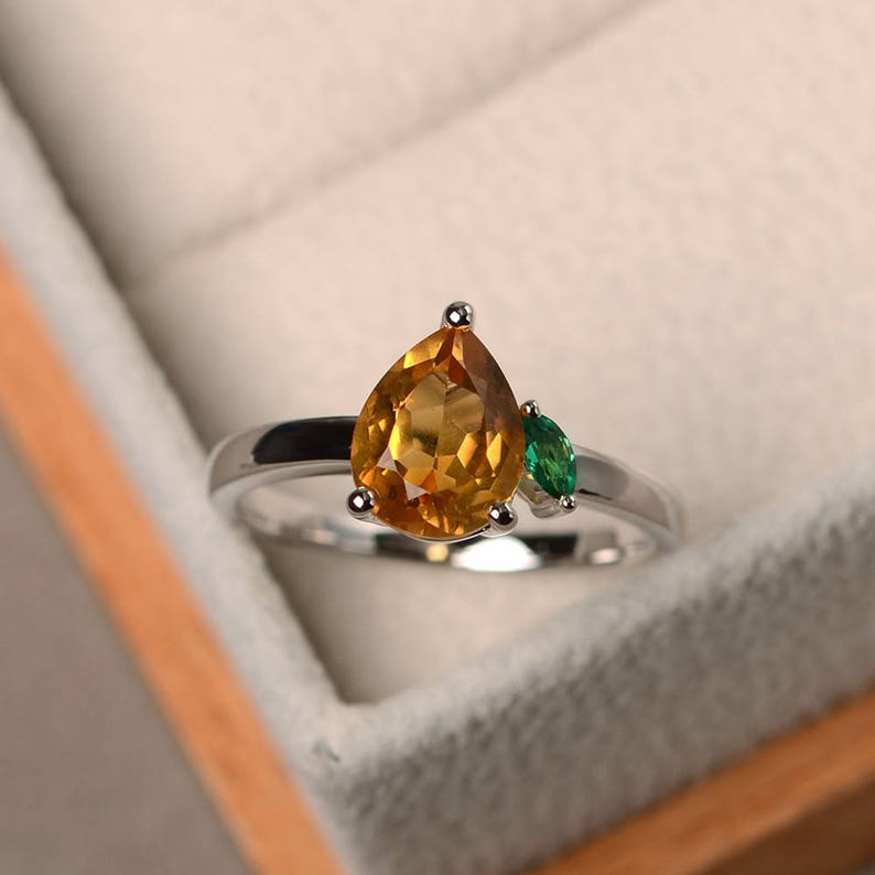 pear citrine ring