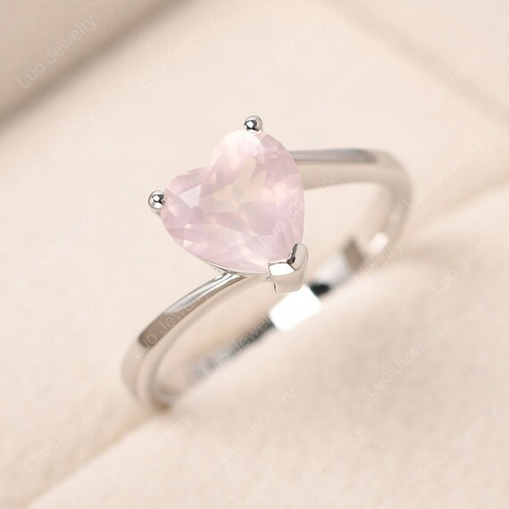 Heart shaped rose quartz ring outlet