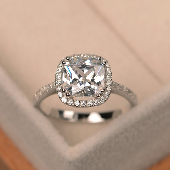 Cz cushion cut best sale ring