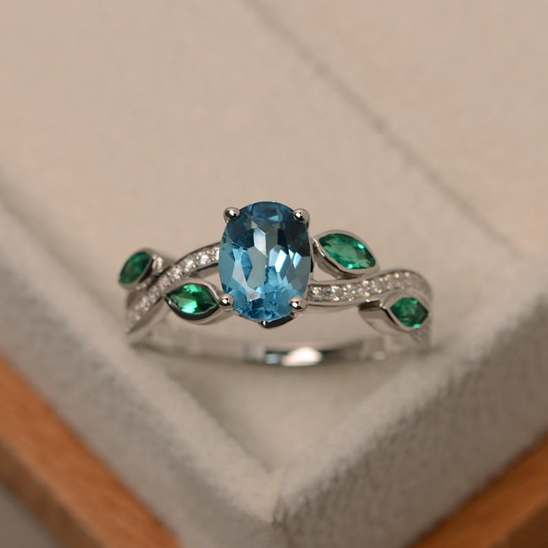 West Coast Jewelry Sterling Silver Diamond and Light Swiss Blue Topaz Ring Size 8 West Coast Jewelry Sterling Silver Diamond and Light Swiss Blue Topaz Ring Size 8