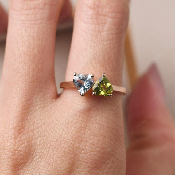 Gem Stone King 925 Sterling Silver Green Peridot Red Garnet And White Lab Grown Diamond Women Ring (1.13 Cttw Heart Shape, Size 5-854605