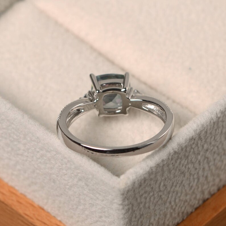 silver ring cushion cut rings Genuine mystic topaz rings rainbow topaz rings engagement rings