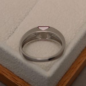 Ruby ring, wedding engagement ring, solitaire ring, red gemstone, princess cut, sterling silver image 3