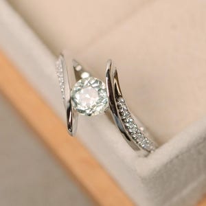Green amethyst ring, wedding ring image 2