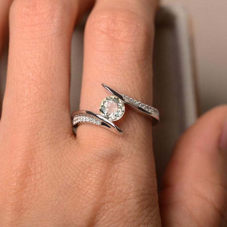 Green amethyst ring, wedding ring image 4