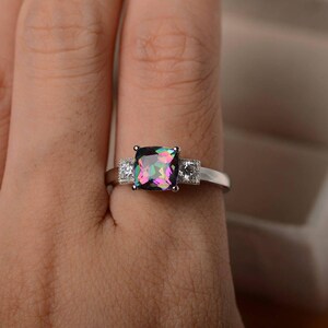Mystic topaz ring,anniversary ring ,cushion cut,gemstone ring,sterling silver ring image 4