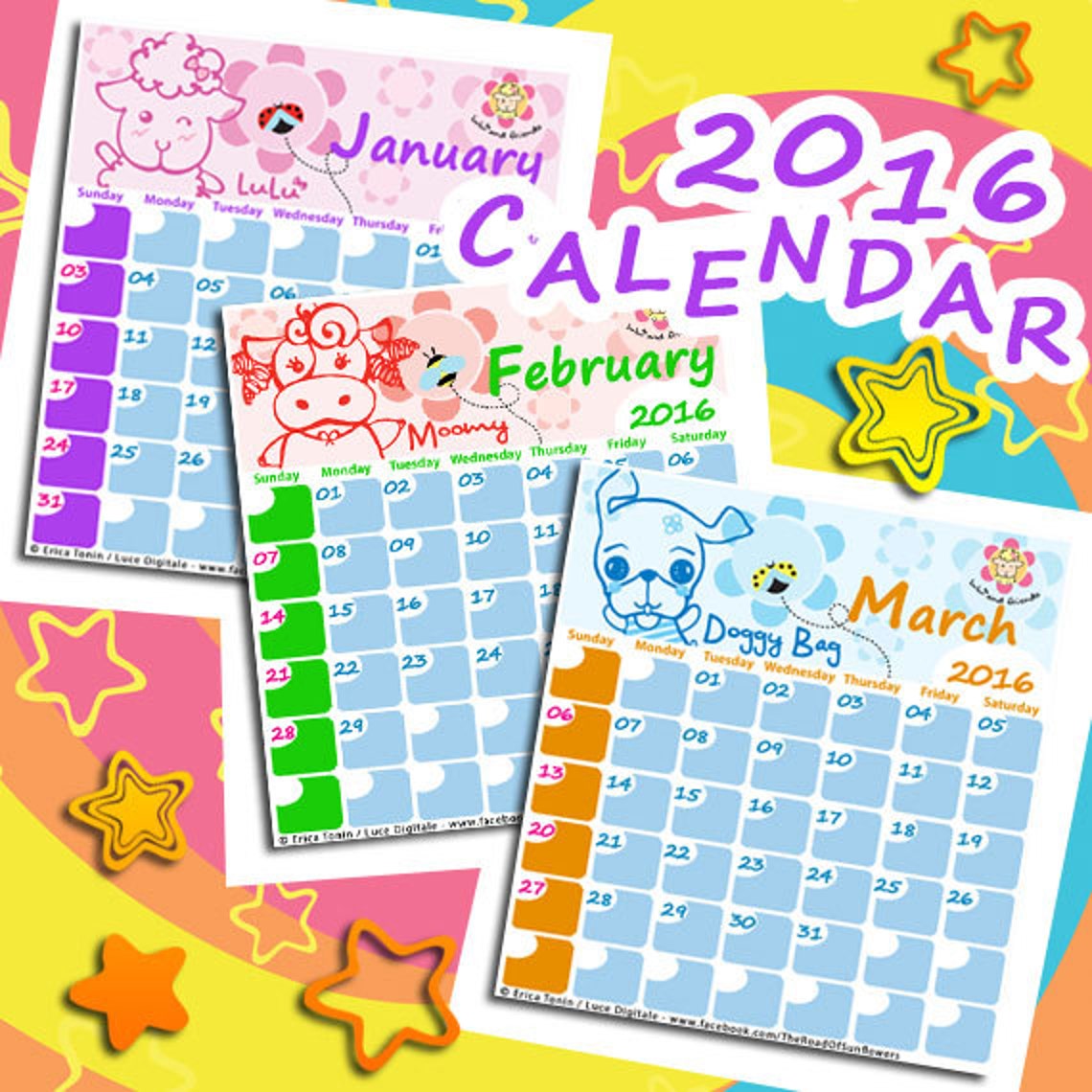Calendario 2016 Lulù and Friends Etsy Italia