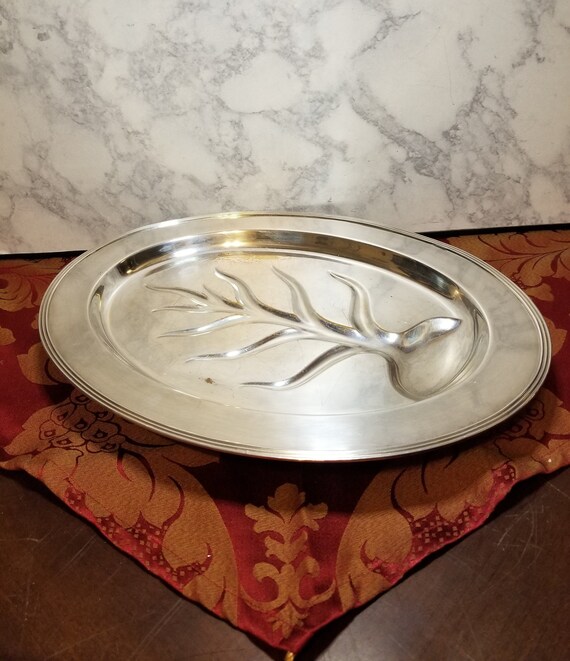 Home & Living Kitchen & Dining Vintage Silver Plate Meat Tray Oval WM