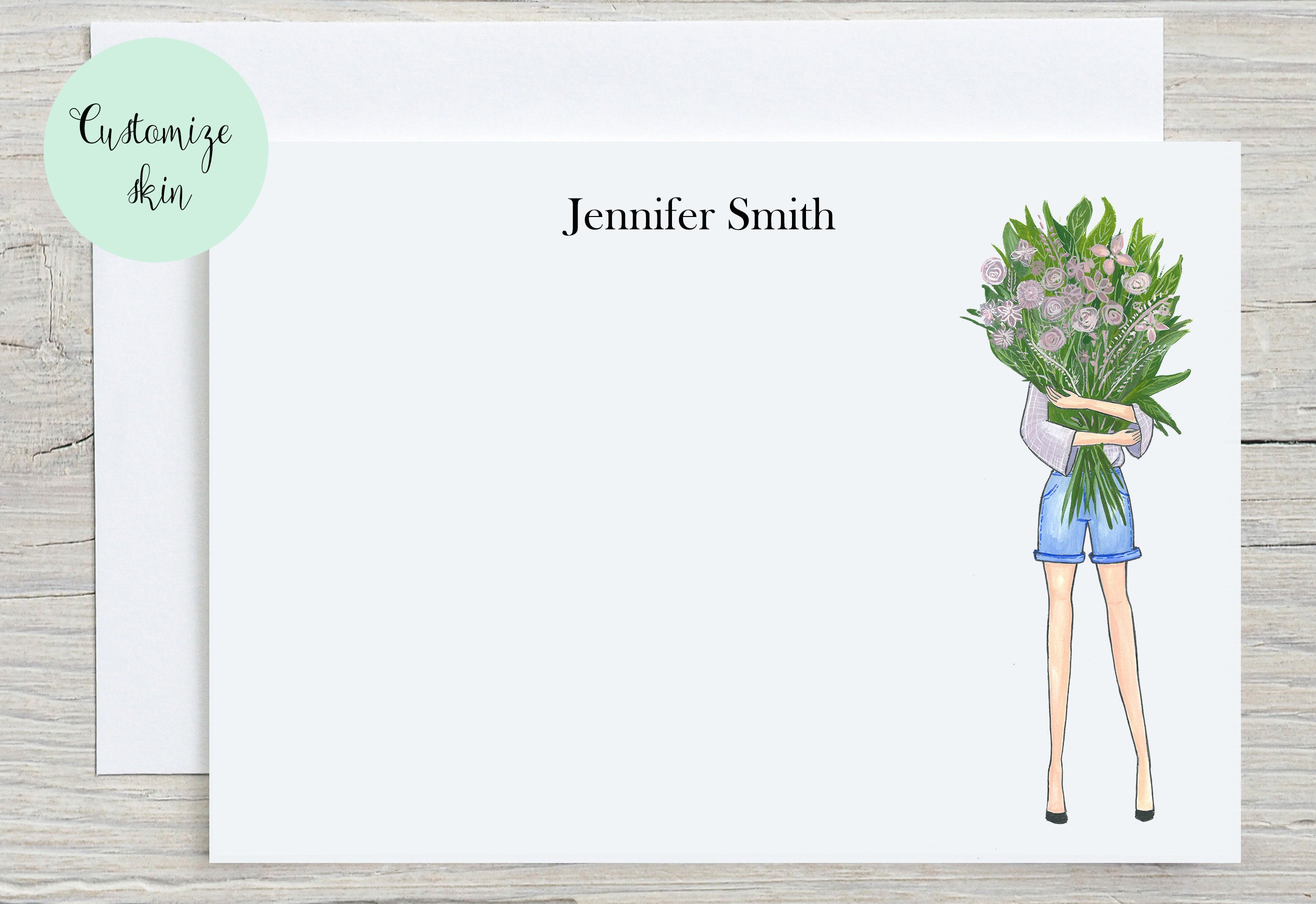 Custom Stationary, Personalized Stationery for Women, Floral Note Cards ...