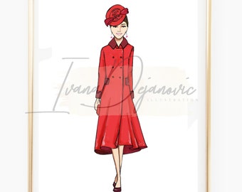 Fashion illustration print wall art decor cute fashion sketch