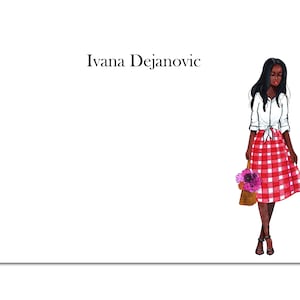Papelería personalizada para ella, papelería amante de las flores, tarjetas de notas de primavera, conjunto estacionario monograma, tarjetas de notas para niñas, papelería de niñas negras