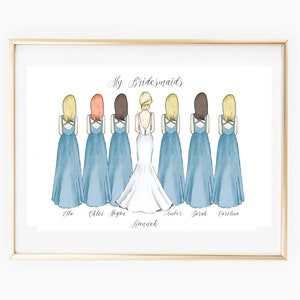 Personalized bride and bridesmaid gift print,bridal party gift,personalized wedding gift,bride tribe,maid of honor print,bride gals