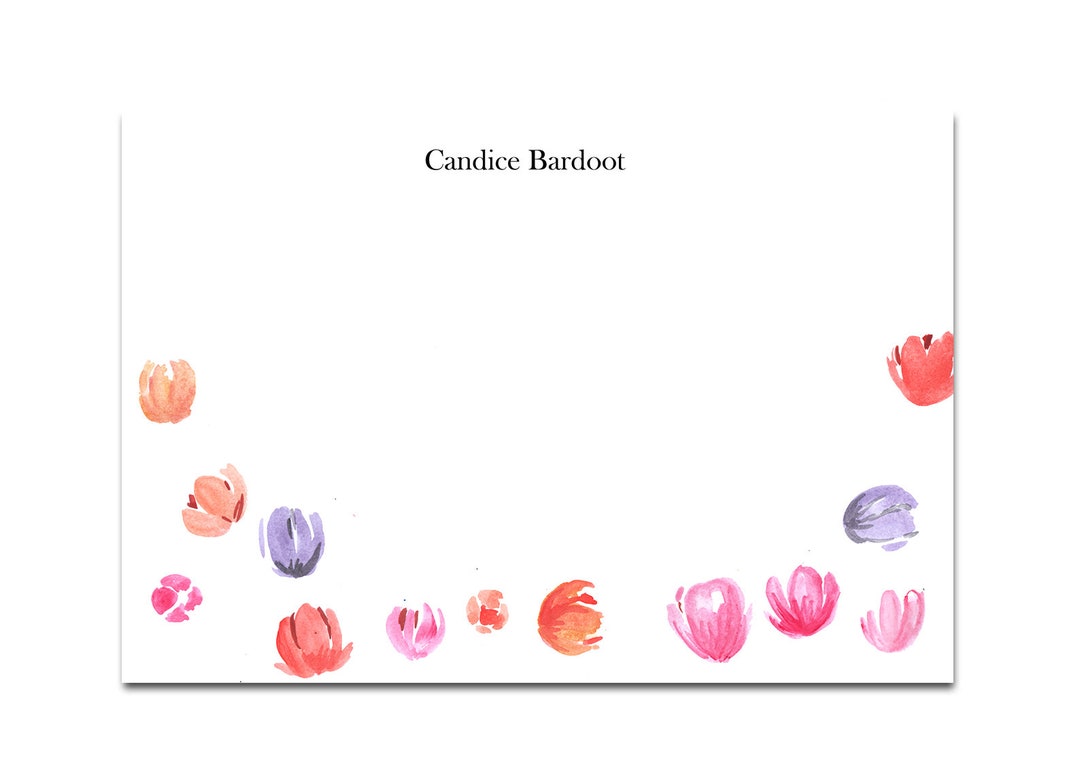 Tulips Note Personalized Stationery Tulips (custom Stationary Notecards, Flower ...