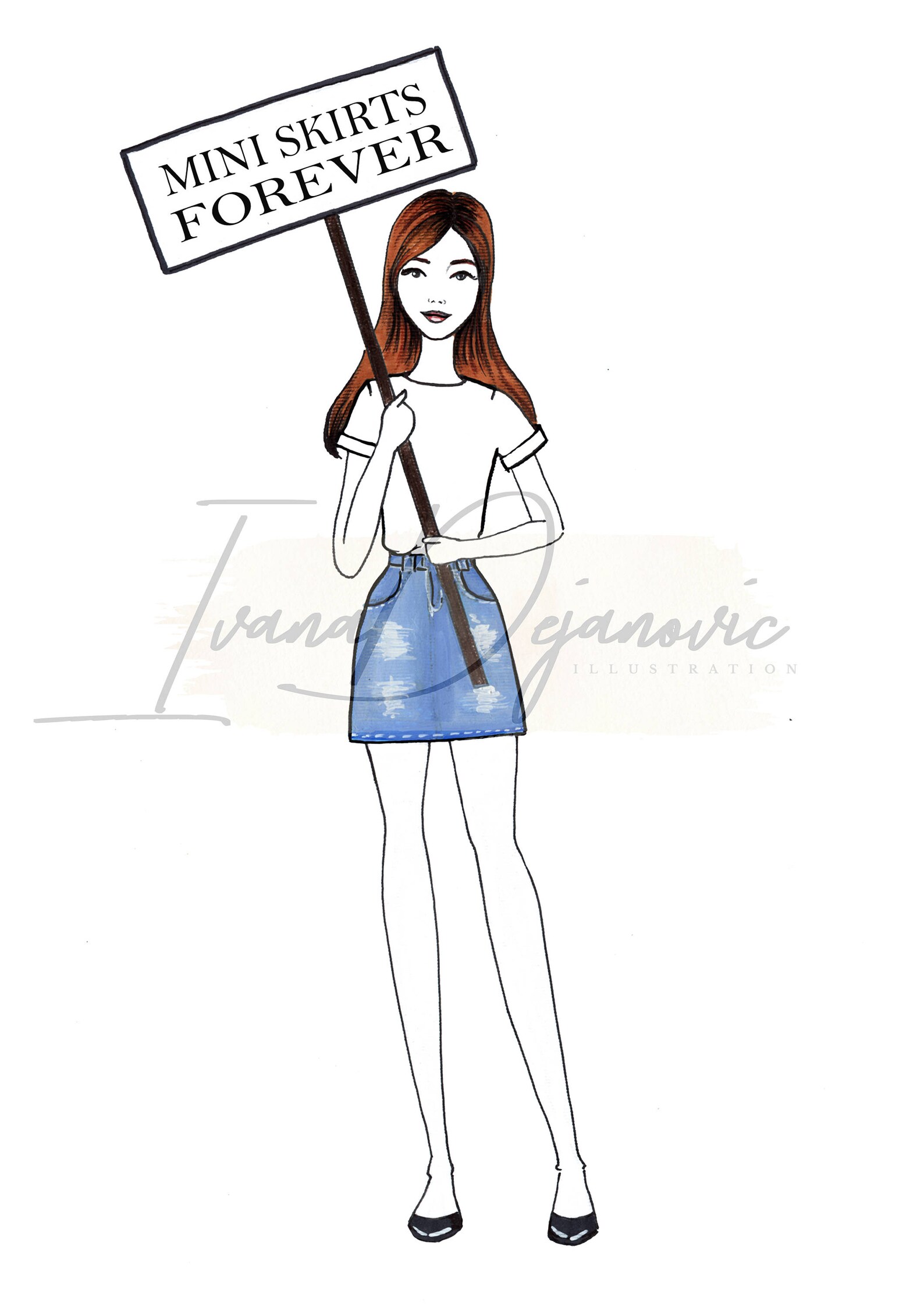 Mini Skirts Forever Fashion Illustration Printable Chic Wall Etsy