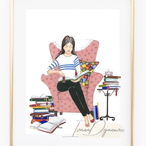 Bookwarm Cute Fashion Illustration Print