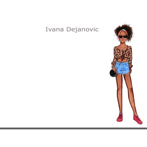 Aangepaste briefpapier Black Girl notecards voor haar (gepersonaliseerde stationaire, monogrammen, leopar print briefpapier, cheetah print kaarten, meisje cadeau)