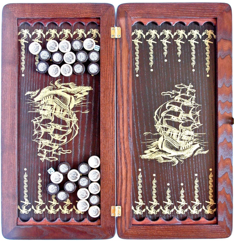 Handmade Backgammon Set excellent quality Embossing on leather Etsy