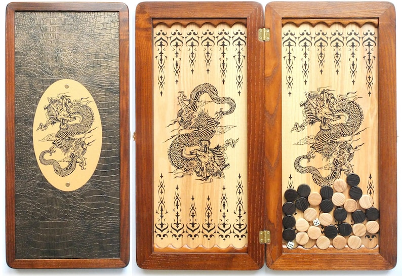 22.83 in. New Wood Backgammon set oak Handcrafted Excellent Quality Wood